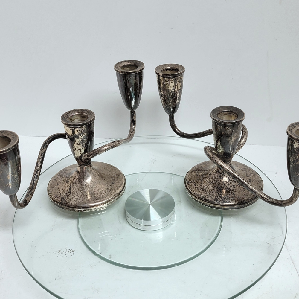 Fischer Sterling Weighted Silver Candle Holders Vintage